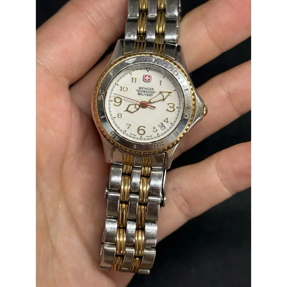 Wenger Swiss Military 79096 Women Silver Gold Tone Stainless Steel Watch 28mm